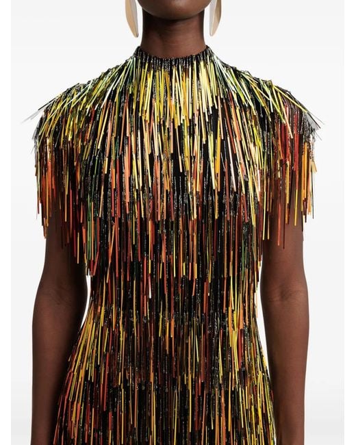 Gemy Maalouf White Beaded Fringe Dress