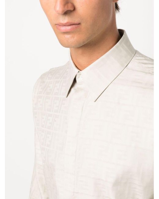 Fendi Natural Ff-pattern Long-sleeve Shirt for men