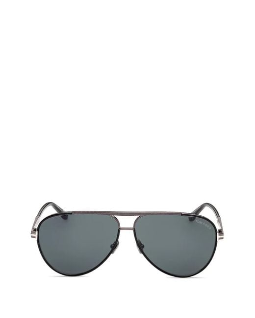 Tom Ford Gray Pilot Metal Sunglasses for men