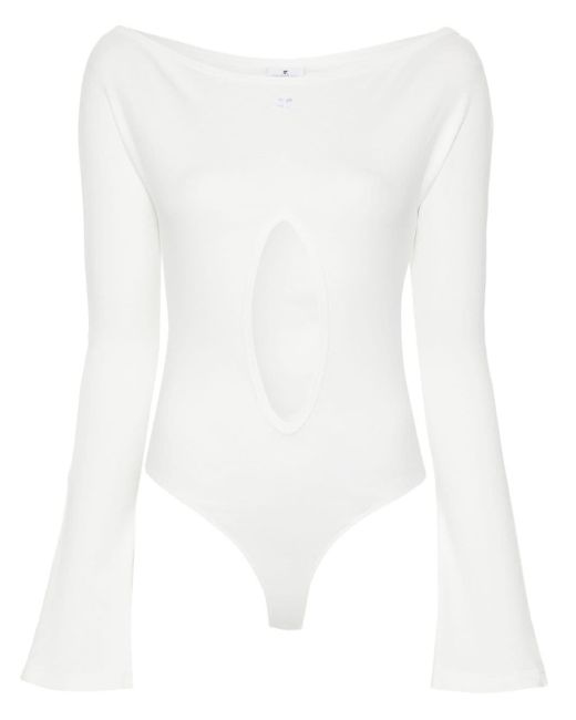 Courreges White Drop Cut-out Cotton Bodysuit