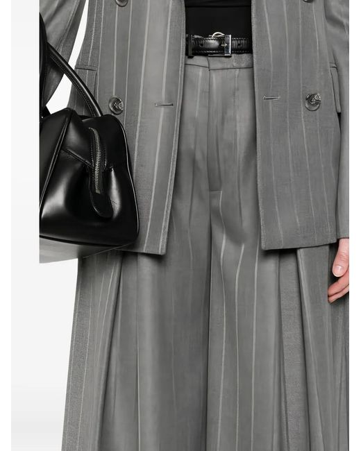 ANDAMANE Gray Pinstripe-Pleated Trousers