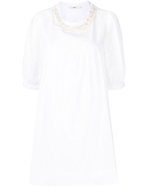B+ AB Cotton Pearl Embellished Empire Dress in White | Lyst Canada