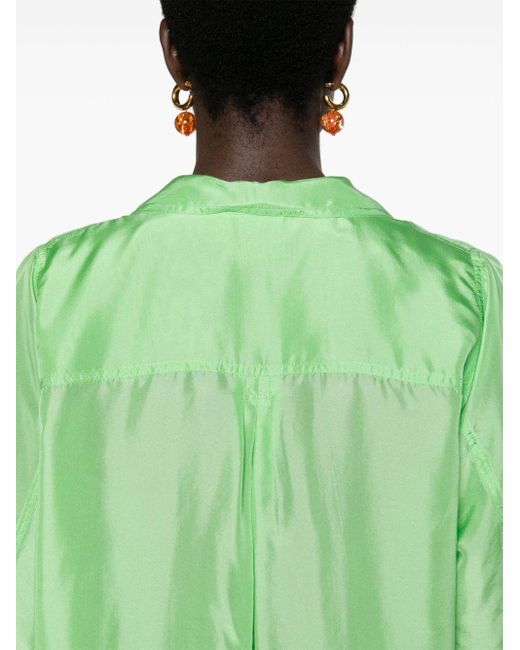 Chemise en soie à col cubain Forte Forte en coloris Green