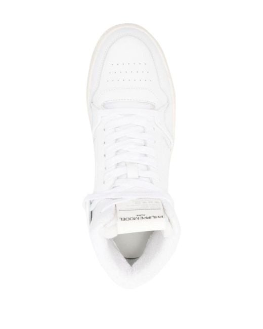 Sneakers alte con applicazione logo di Philippe Model in White