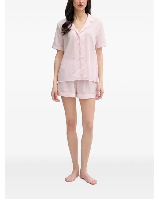 Guess Pink Short-Sleeve Button-Down Pajama Set