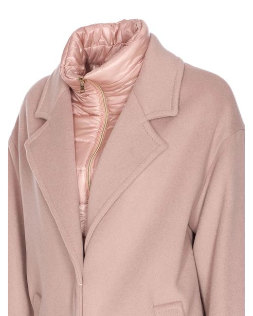 Herno Pink Single-Breasted Wool Coat