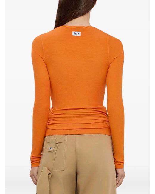 MSGM Orange Haut À Manches Longues
