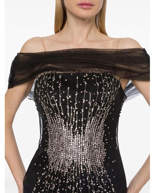 Alberta Ferretti Black Sequin Embellishment Train Dress