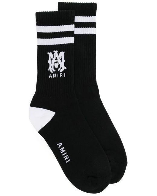 Amiri Black M.A. Ribbed Cotton Socks for men