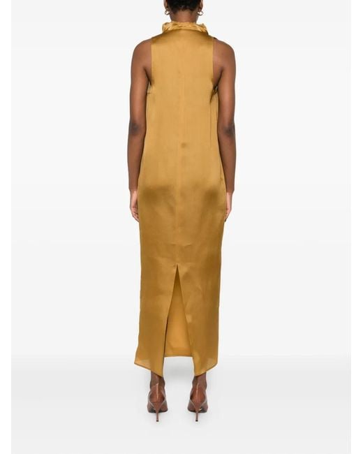 Khaite Metallic Draped Maxi Dress