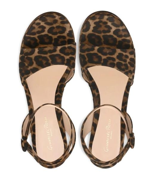 Gianvito Rossi Metallic Alma Leopard-Print Platform Sandals