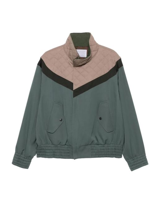 Kolor Green Quilted-Panel Zip-Up Jacket for men