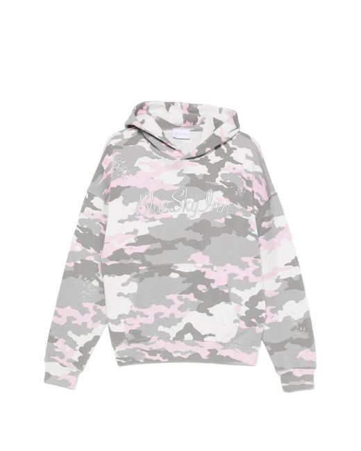 BLUE SKY INN White Distressed Camouflage-Print Hoodie for men