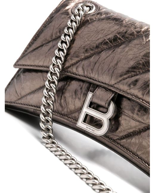 Petit sac porté épaule Crush en cuir Balenciaga en coloris Gray