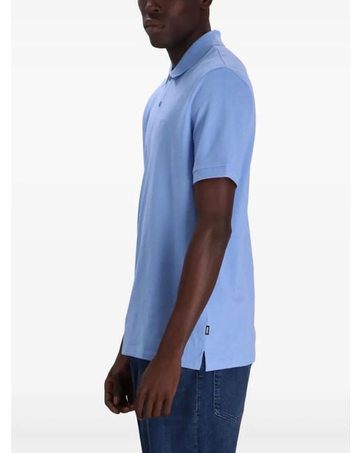 Boss Blue Logo-Print Polo Shirt for men