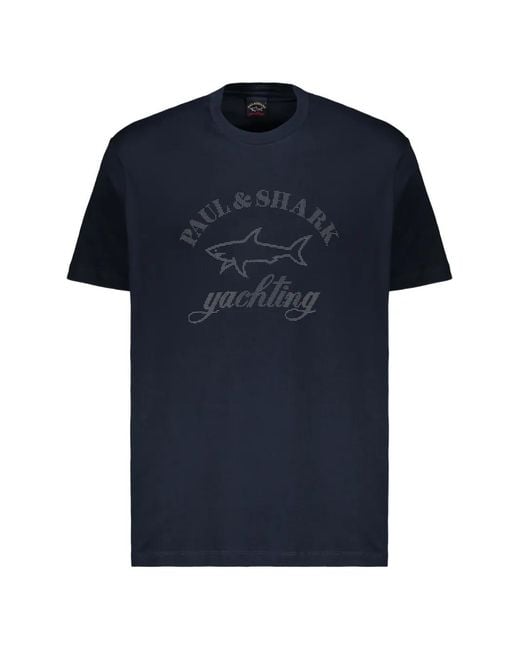 Paul & Shark Blue Graphic-Print Cotton T-Shirt for men