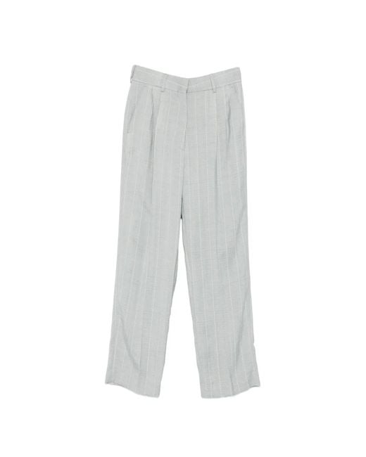 Blazé Milano White Striped Pleated Trousers