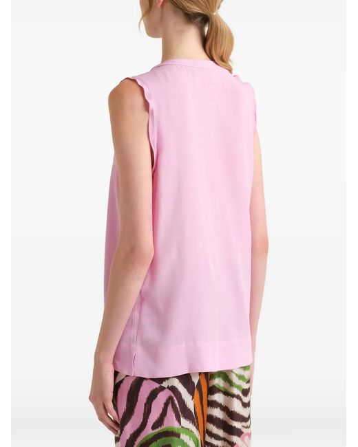 Maliparmi Pink V-Neck Pleated Top