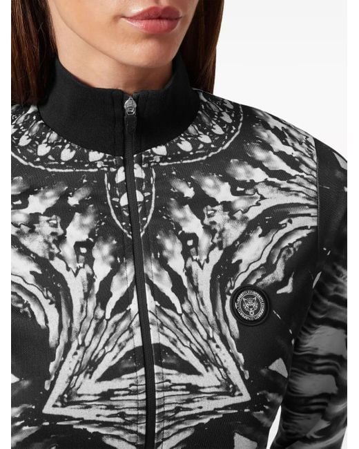 Philipp Plein Black Triacetate Jogging Tracksuit: Top/Trousers Optical Flower