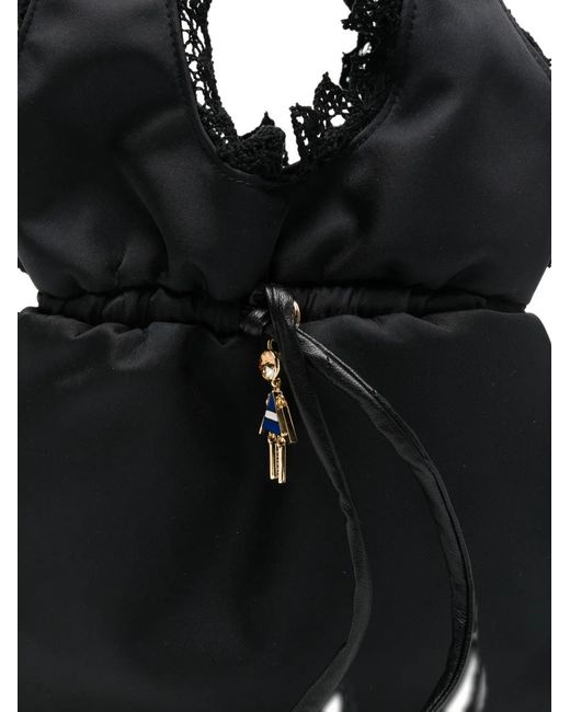 Vivetta Black Lace-Trim Tote Bag
