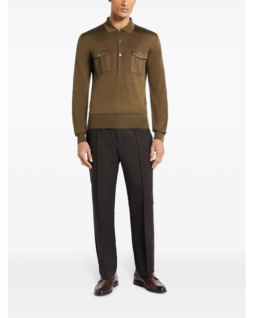 Tom Ford Green Fine-Knit Polo Shirt for men