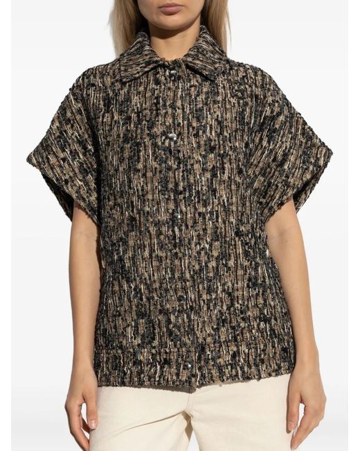 IRO Gray Caliopa Tweed Short-Sleeved Jacket