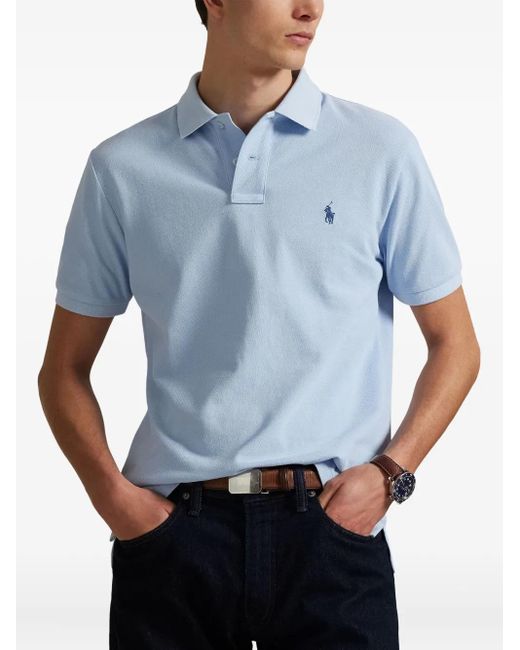Polo Ralph Lauren Blue Embroidered-Logo Polo Shirt for men