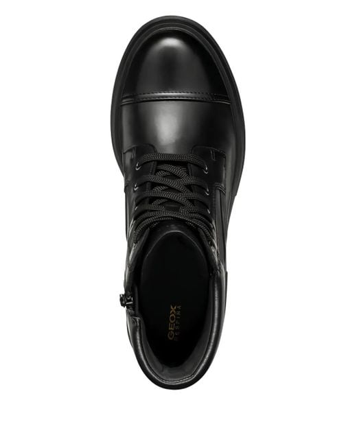Geox Black Lace-Up Platform Boots