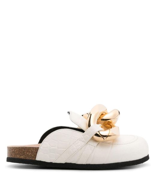 J.W. Anderson White Mules mit Kettendetail