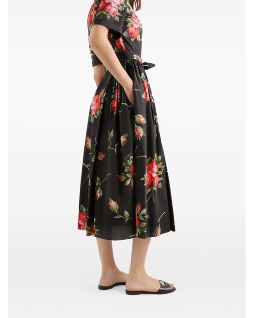 Robe-Chemisier En Popeline À Imprimé Bouquet De Roses Dolce & Gabbana en coloris Multicolor