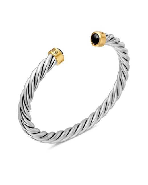 David Yurman White 18K And Onyx Cable Bracelet (6Mm) for men