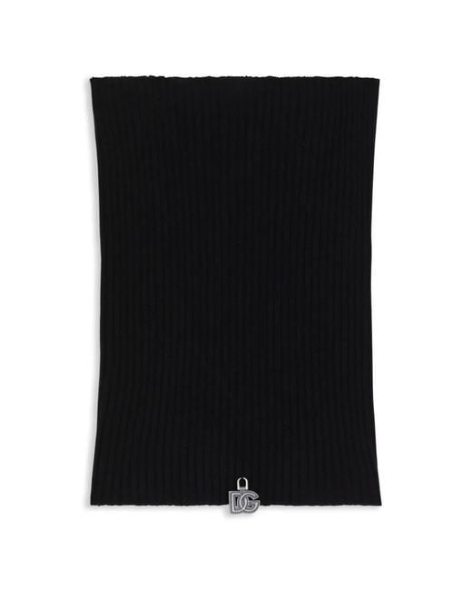 Dolce & Gabbana Black Rib-Knit Neck Warmer for men