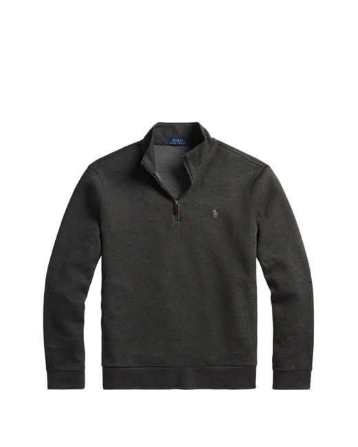 Polo Ralph Lauren Black Quarter-Zip Embroidered-Logo Sweater for men