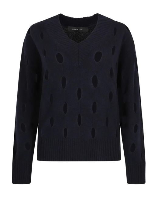 FEDERICA TOSI カットアウト Vネックセーター Blue