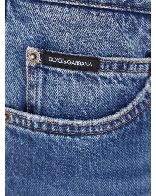 Dolce & Gabbana Blue Logo-Patch Jeans for men