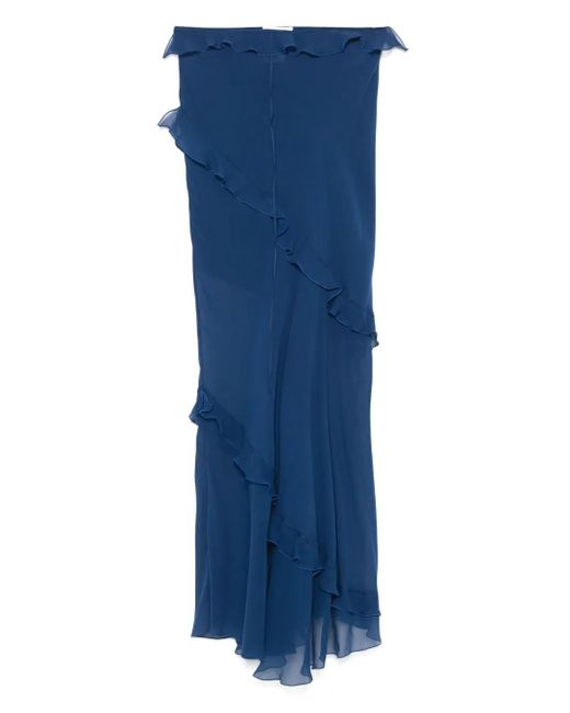 LES FILLES D'EVA Blue Ruffled Maxi Skirt