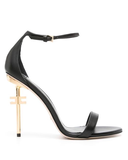Elisabetta Franchi Black 115mm Logo-heel Leather Sandals