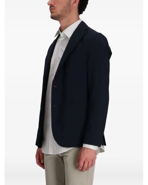 Boss Blue Single-Breasted Patch-Pocket Blazer for men