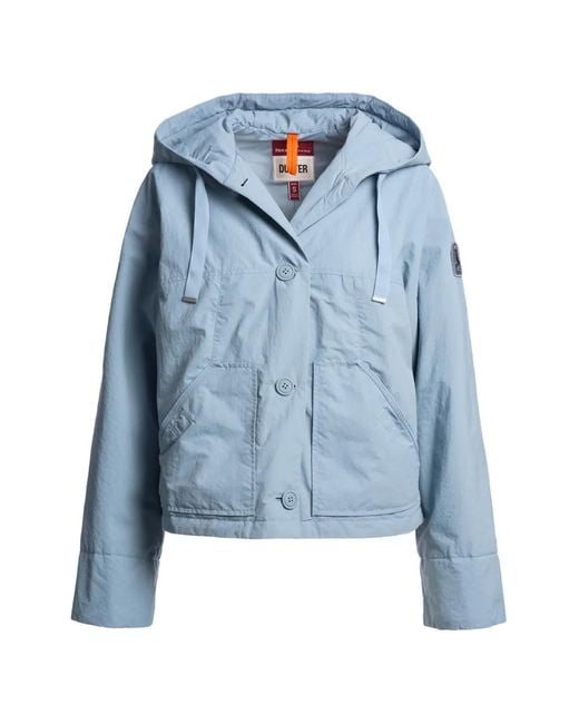 Parajumpers Blue Button-Up Hooded Jacket