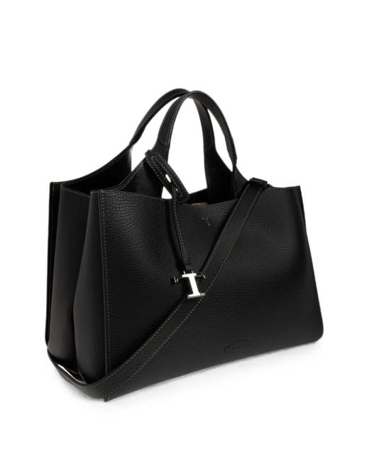 Tod's Black Small T Timeless Leather Tote Bag