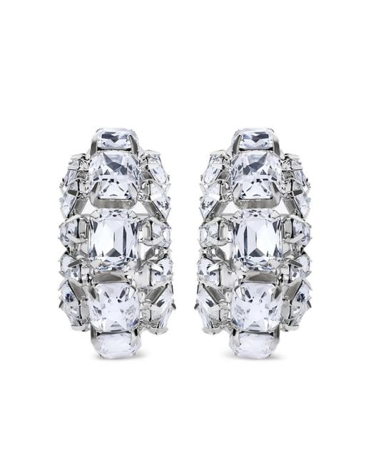 Area White Small Crystal Hoops Earrings