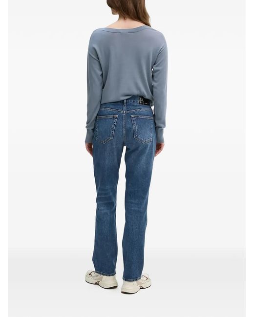 Sisley Blue Washed-Effect Bootcut Jeans