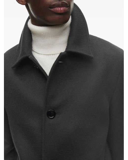 Fursac Black Button-Fastening Coat for men