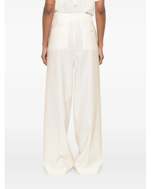 Calvin Klein White Alexandra Pleated Tailored Trousers