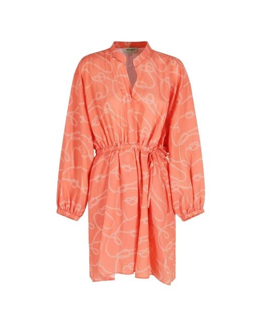 Woolrich Orange Rope-Print Belted Mini Dress