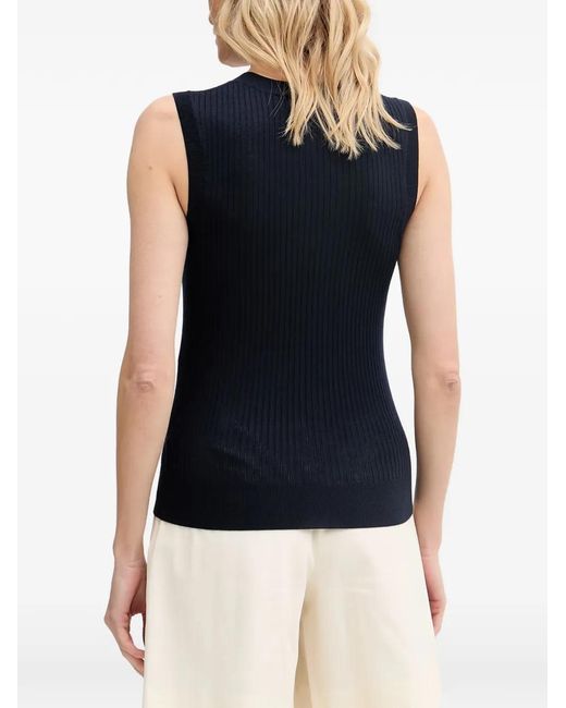 Lacoste Blue Pull Sans Manches À Patch Logo