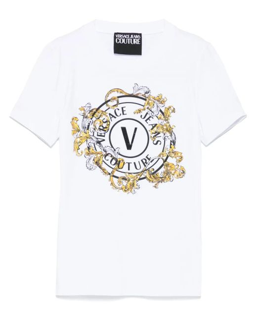 Versace Jeans Couture White Logo-Print T-Shirt