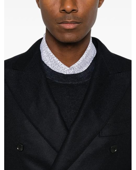 Caruso Black Double-Breasted Peak-Lapel Jacket for men