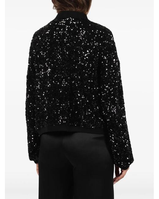 Herno Black Bomber Jacket With Sequins