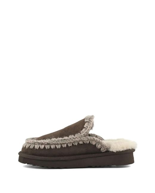 Pantofole Mou Eskimo Slipper Brown Pepper In Pelle, Calde E Comode, Chiusura A Slip-on, Larghezza Normale